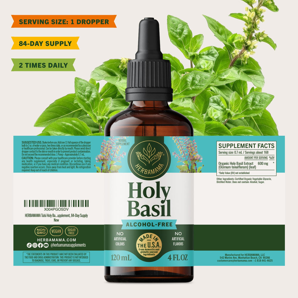 Product shot with 84-day supply messaging for daily routine