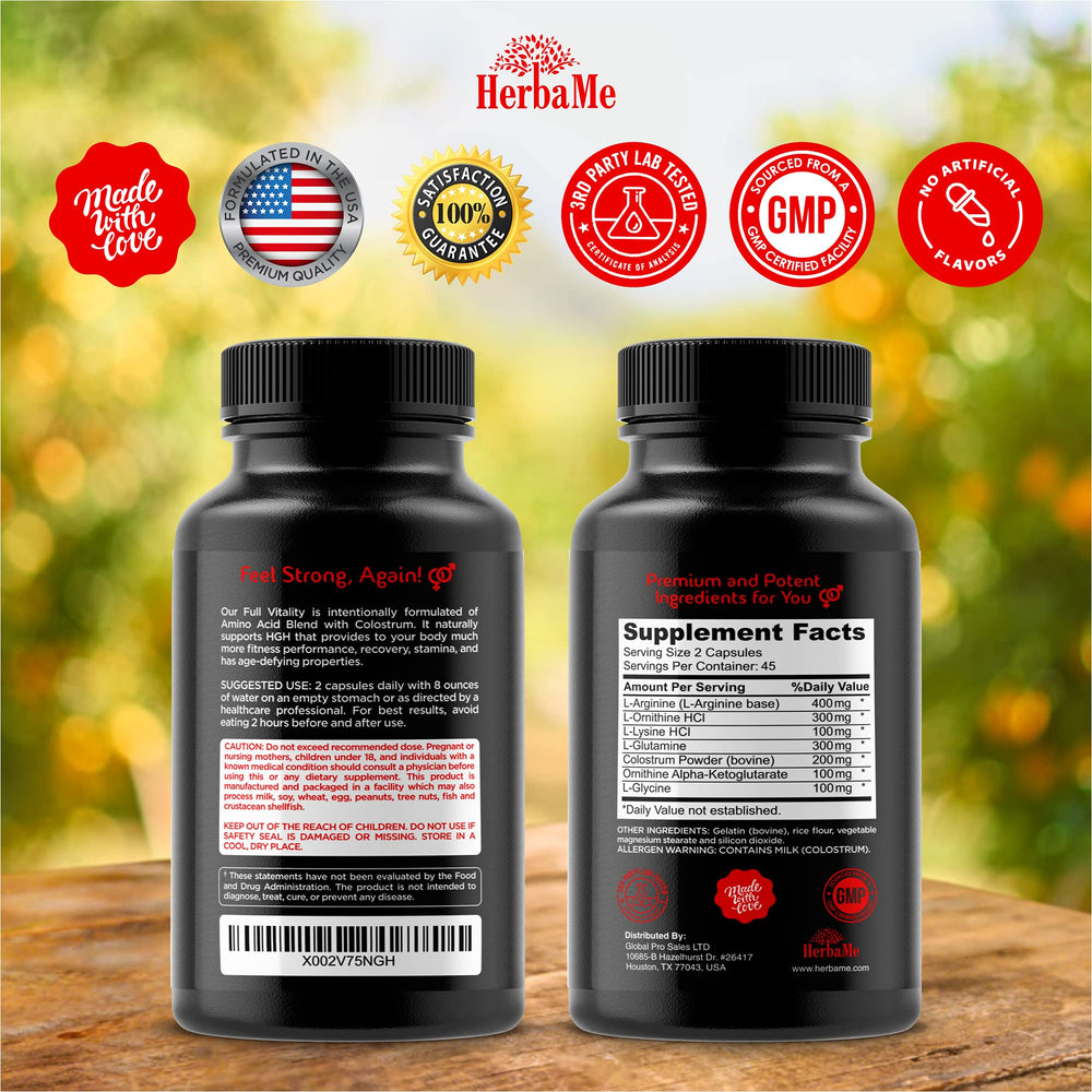 Close-up of HerbaMe HGH capsules ready for workouts and recovery