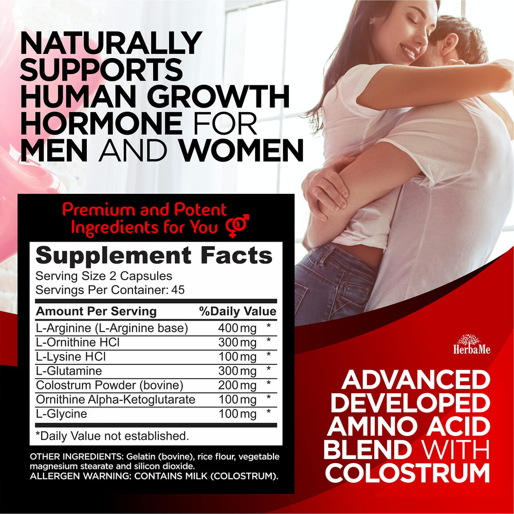 HerbaMe HGH label close-up showing ingredients for muscle support