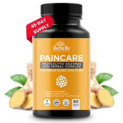 HerbaMe Proteolytic Enzymes bottle highlighting recovery support