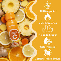 HERBANA Immunity & Digestive Shot orange visualization; bright citrus for flavor and daily wellness.