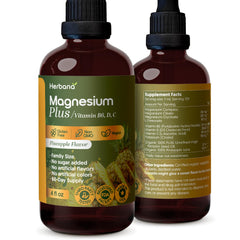 Herbana Magnesium Plus Pineapple bottle front with advanced magnesium complex