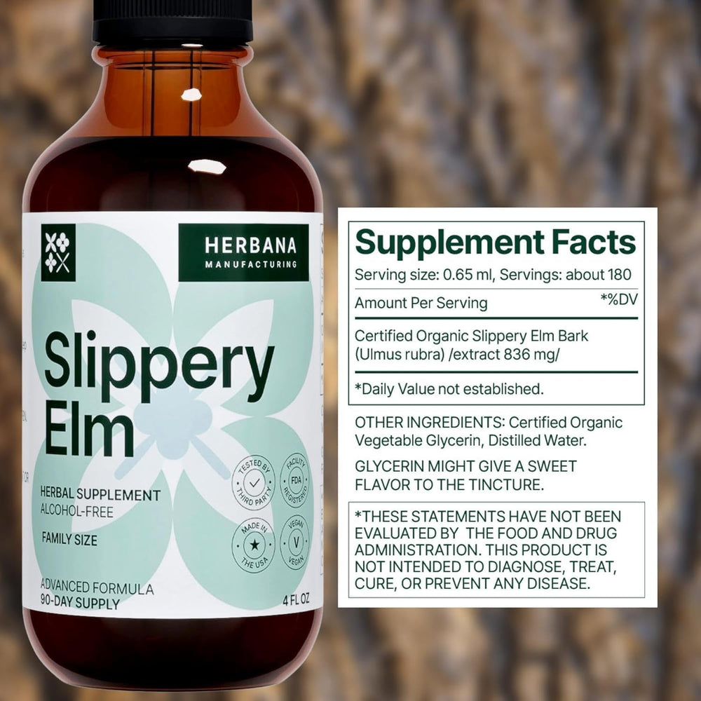 HERBANA Slippery Elm Bark Drops dropper dispensing medicine