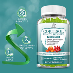 Herbance Cortisol Gummies nutrition facts close-up highlights ingredients and serving details