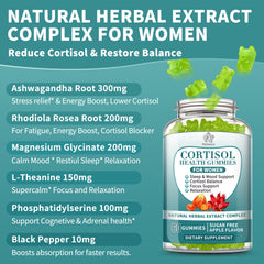 Herbance Cortisol Gummies packaging box shown with bottle for an on-the-go routine