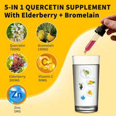 Herbance elderberry vitamin C zinc liquid highlights antioxidant support for overall wellbeing.