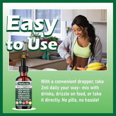 Herbavita Soursop Drops ingredients close-up highlighting the herbal blend