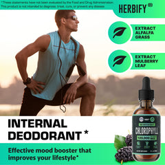 Herbify Chlorophyll Drops drops dissolving in water for refreshing hydration