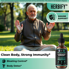 HERBIFY Lymphatic Drops label detail highlighting natural ingredients