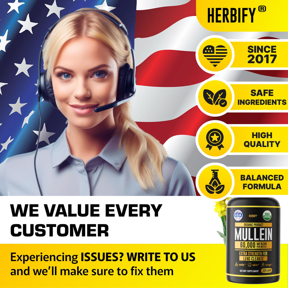HERBIFY Mullein Capsules USA-made badge signaling quality.