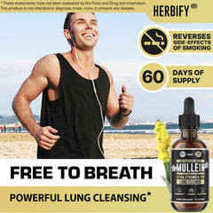 HERBIFY Mullein Drops liquid swirl highlighting vanilla-flavored lung support