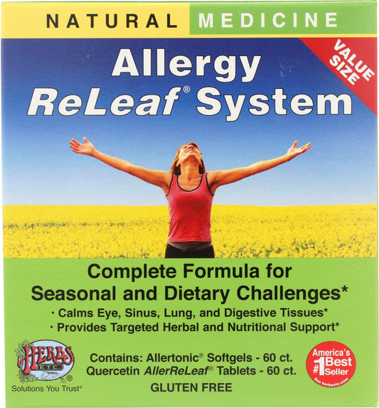 Herbs Etc. Allergy ReLeaf bottle on a clean countertop for seasonal support.