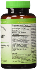 Close-up of Herbs Etc. Deep Health softgels showing smooth capsules.