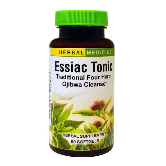 Herbs Etc. Essiac Tonic softgel bottle for daily cleanse support.