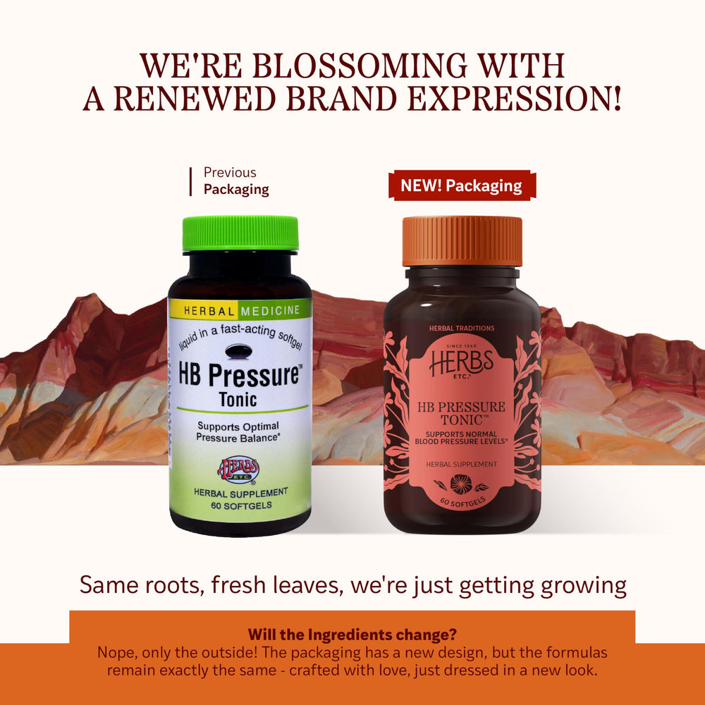 HB Pressure Tonic bottle back shows ingredients for herbal support