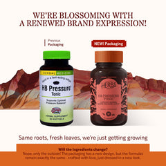 HB Pressure Tonic bottle back shows ingredients for herbal support