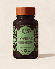 Pelargonium leaf in Loviral context suggesting herbal defense support.
