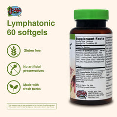 Herbs Etc. Lymphatonic capsules shown for easy daily dosing and consistency.
