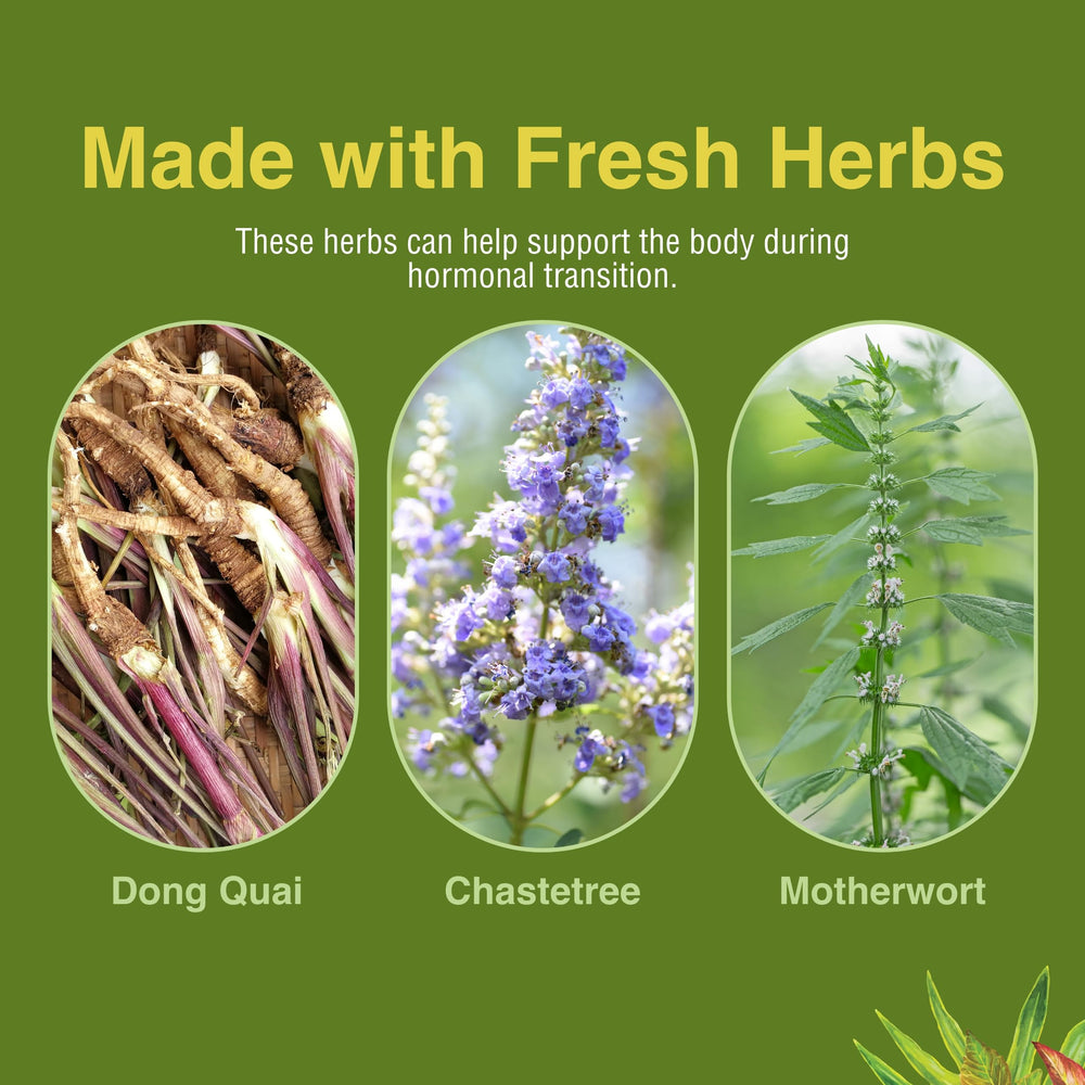 Herbs Etc. Menopautonic softgel dispensing in hand for morning routine