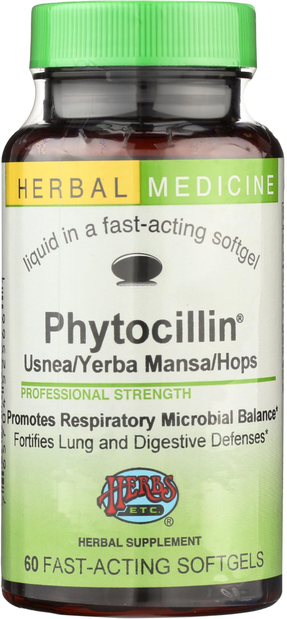 Herbs Etc. Phytocillin bottle front view for convenient seasonal support.