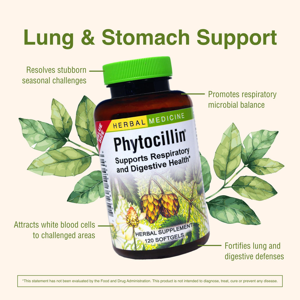 Herbs Etc. Phytocillin herbal ingredients display highlighting plant-based support