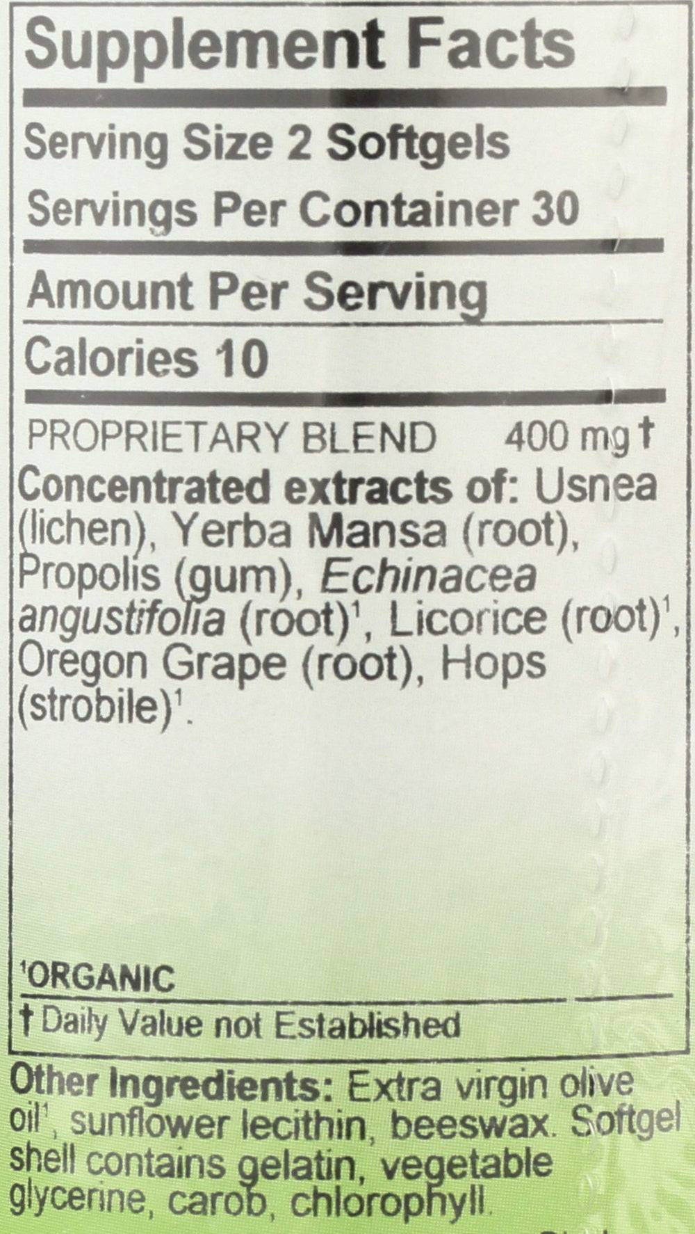 Herbs Etc. Phytocillin label detail with dosage guidance for daily use.