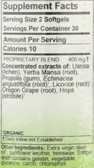 Herbs Etc. Phytocillin label detail with dosage guidance for daily use.