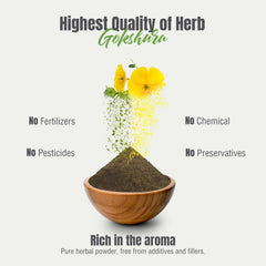 Herbsforever Gokshura powder muscle-mass image hints natural strength support.