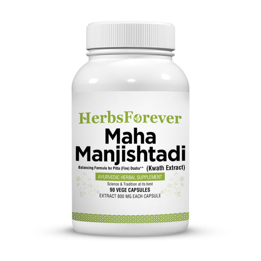 Herbsforever Manjishtadi Kwath bottle front – skin support and detox