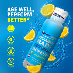 Pouring Herbtonics NAD+ lemon liquid for quick, caffeine-free focus.