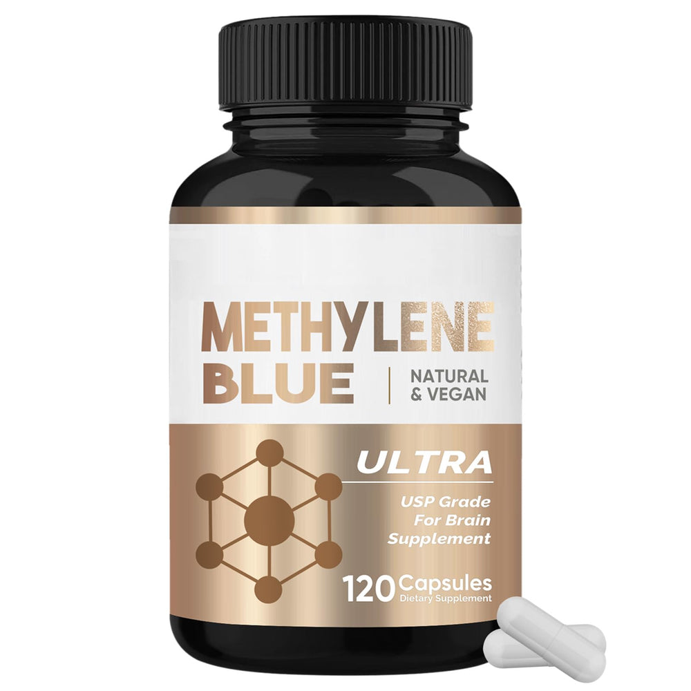HerbX Methylene Blue capsules bottle front showing premium cognitive support packaging.