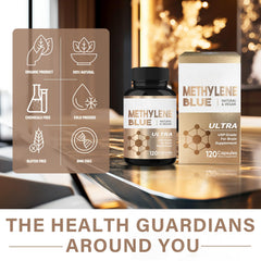HerbX Methylene Blue capsules packaging box conveying clean, gluten-free formulation.