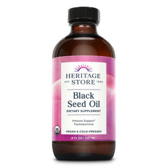 HERITAGE STORE Black Seed Oil bottle on amber glass for immune support