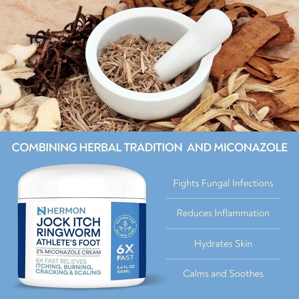 Hermon Jock Itch Cream label close-up highlighting safe, paraben-free formula