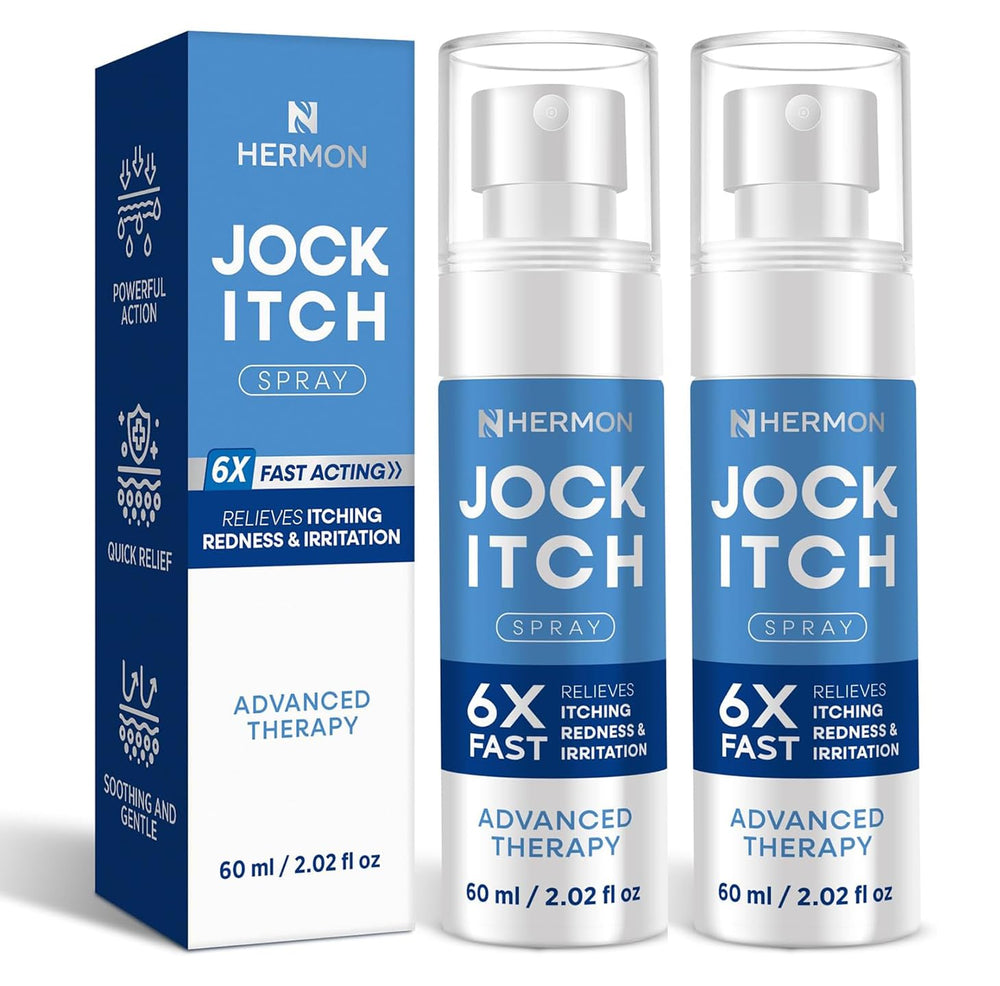 Hermon Jock Itch Spray bottle offers easy, targeted relief for affected skin.