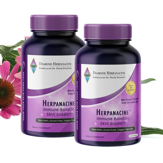 Herpanacine Diamond bottle front promoting natural skin health