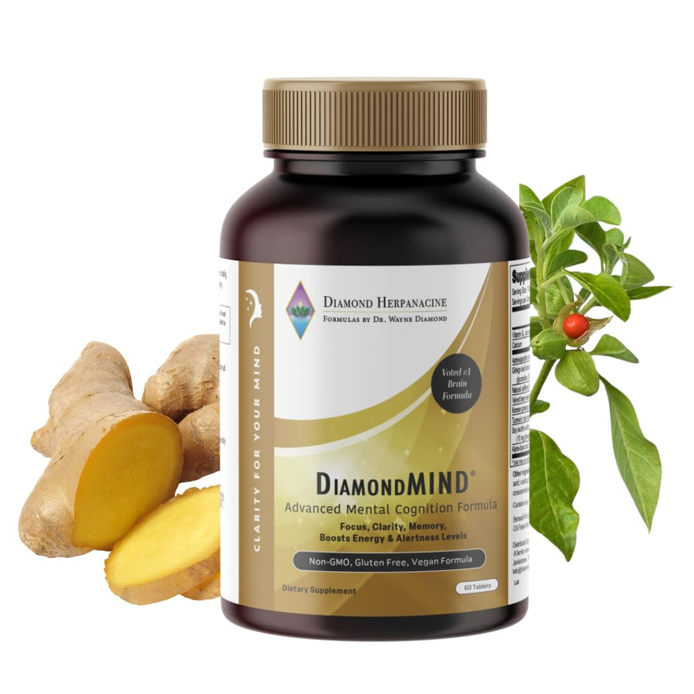 Herpanacine DiamondMIND bottle front showing daily cognitive support.