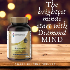Herpanacine DiamondMIND packaging shot conveying trusted, dairy-free brain health option.
