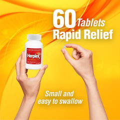 Herplex Premium Tablets 60-count bottle emphasizing everyday relief option.