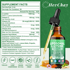 HevChay lysine drops with measurement for precise daily dosing