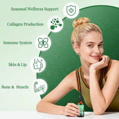 HevChay vitamin C D3 zinc combo image showing antioxidant and skin benefits