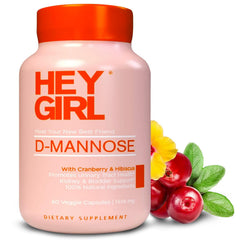 Hey Girl Nutrition D-Mannose capsules bottle close-up for gentle urinary tract support.