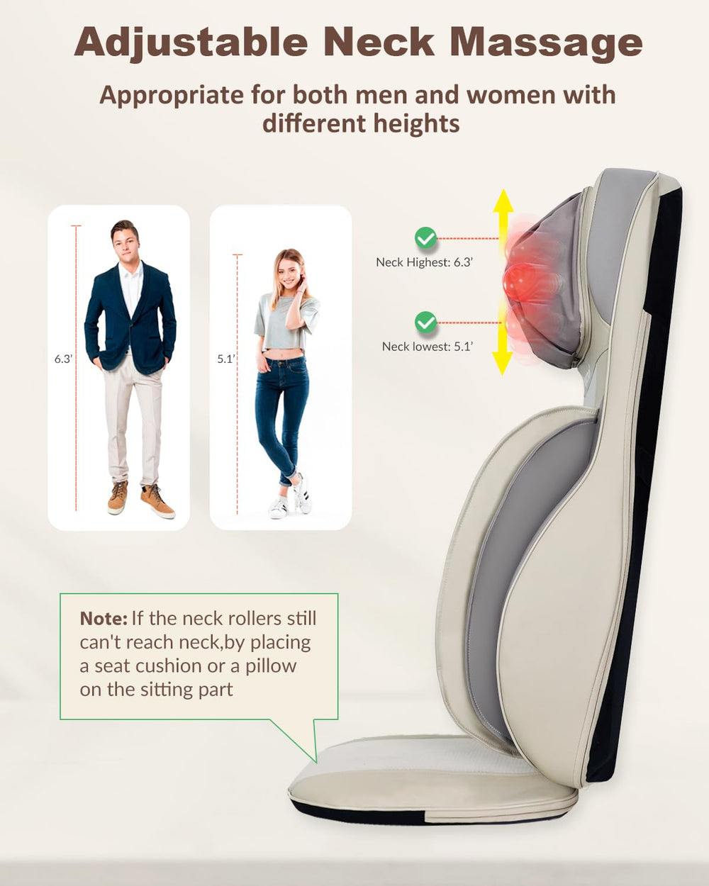Heycool heating function soothes neck and back.