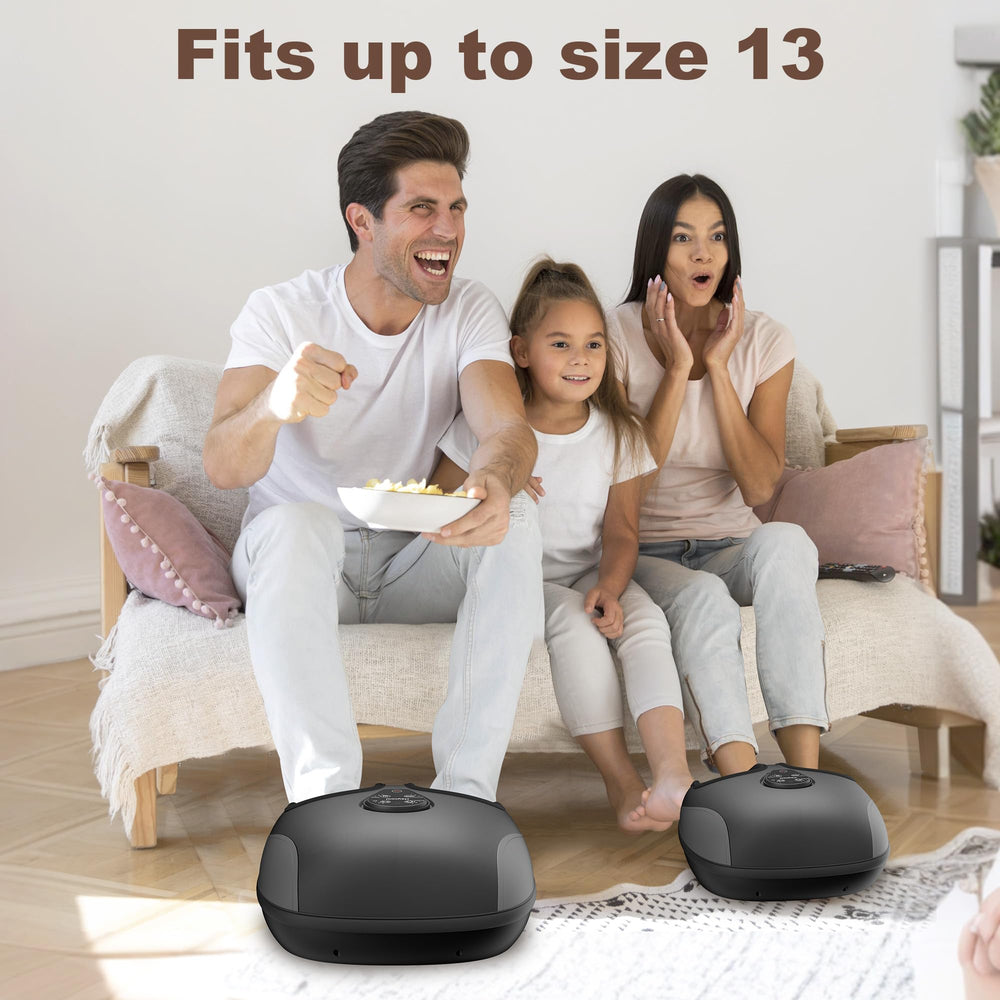 Heycool Shiatsu Foot Massager compression and vibration settings shown.