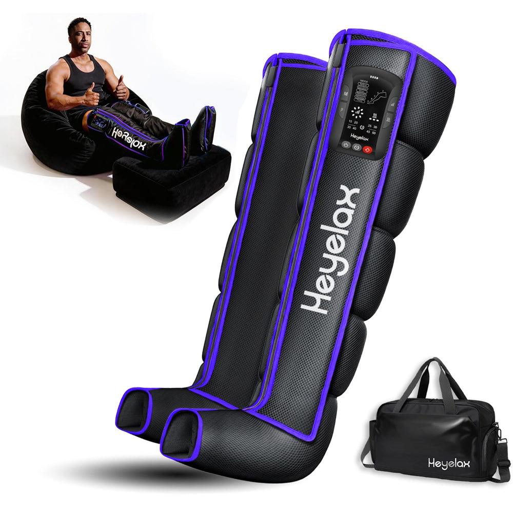Heyelax leg compression massager cordless use for on-the-go recovery.