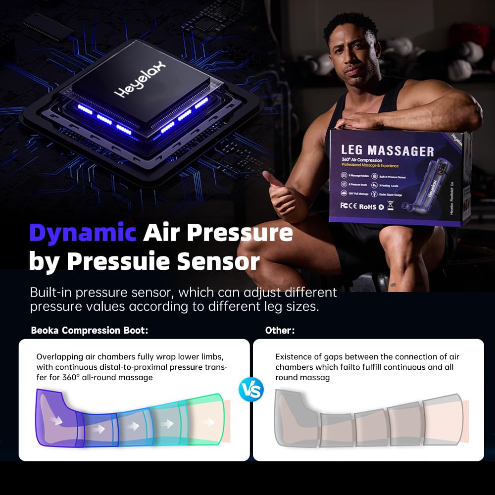 Heyelax travel bag accompanies the leg massager for portable relief.