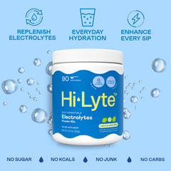 Hi-Lyte Daily Essentials powder scoop highlighting sugar-free hydration for fasting days
