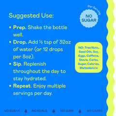 Hi-Lyte Drops label highlights clean ingredients and USA-made quality