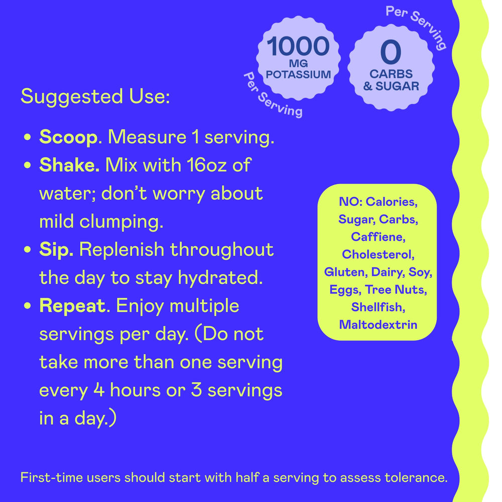 Hi-Lyte K1000 ingredients panel highlights minerals for electrolyte balance.