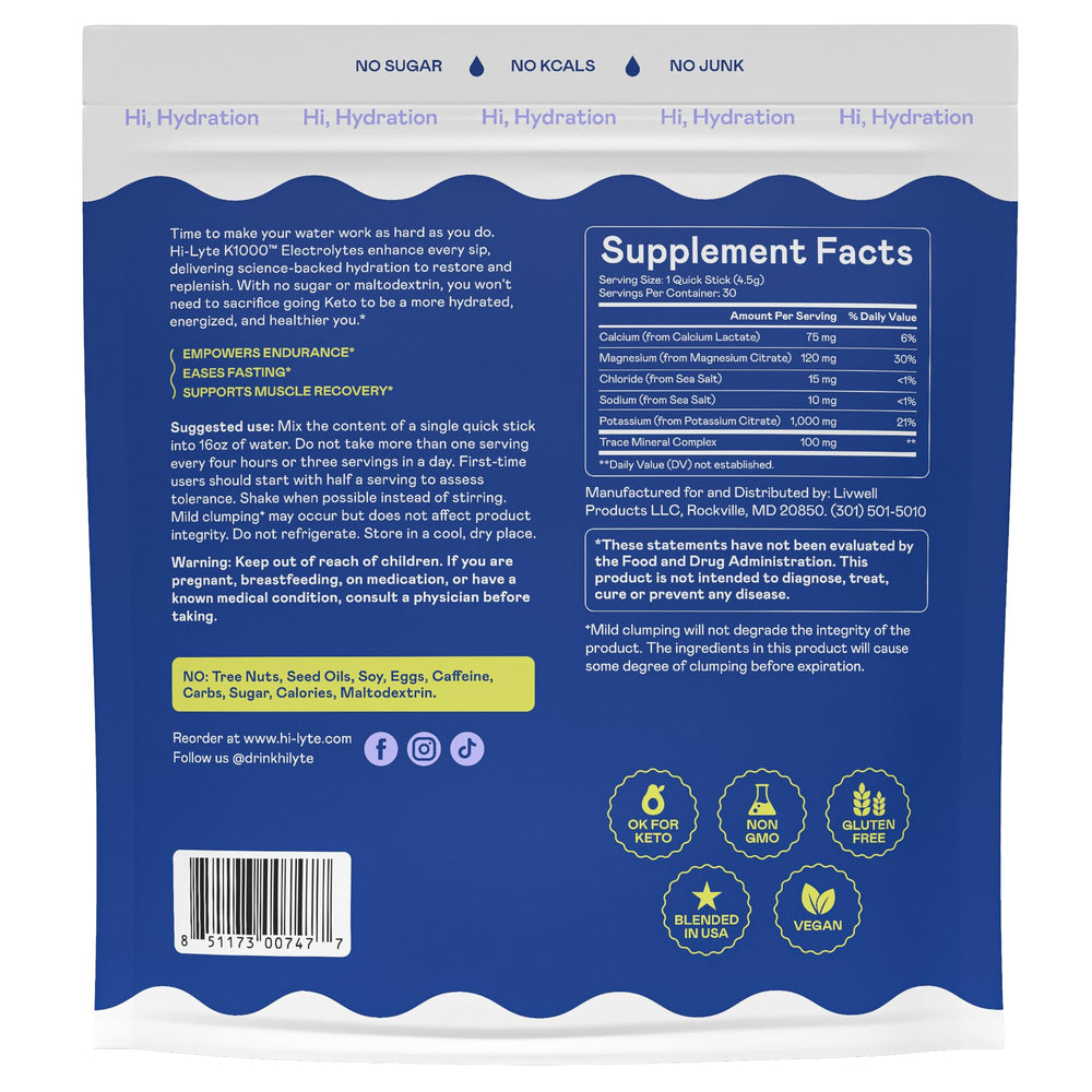 Hi-Lyte K1000 packaging front highlighting keto-friendly formula
